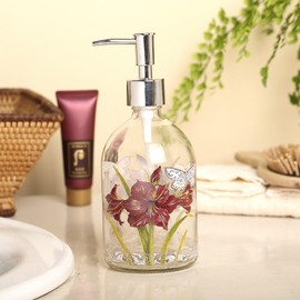 Glass Soap Dispenser Bottle 17 Ounces Soap Liquid Dispenser with Plastic Pump