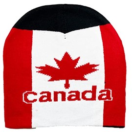 Variety To Go Canada Maple Leaf Beanie Hat, Canadian Themed Beanie Hat, Warm Winter Knit Maple Leaf Beanie Hats for Men Women (Red Maple Leaf Canadian Flag Beanie)