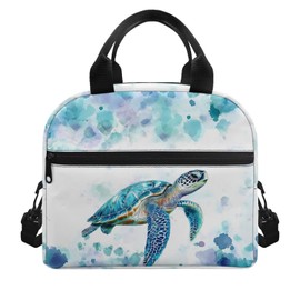 Showudesigns Sea Turtle Lunch Bags for Girls 10-12 12-14 Kids Insulated Lunch Box Reusable Lunch Tote Bag with Handles Middle School Lunchbox Containers Hippie Thermal Meal Tote Kit