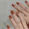 30Pcs Gold Press on Nails Short Nails Press ons Full