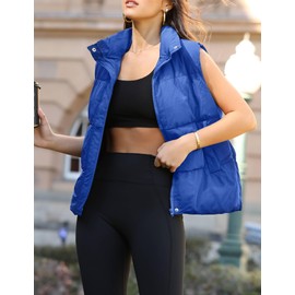 Zeagoo Women Puffer Vest Lightweight Stand Collar Sleeveless Winter Warm Zip Up Padded Outerwear Jackets with Pockets Sky Blue M