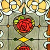 RADIANCE goods Floral Tiffany-Glass Window Panel 24" Tall