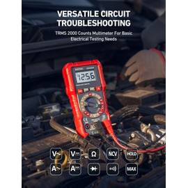 AstroAI Digital Multimeter Voltage Tester, TRMS 2000 Counts Volt Meter; Black