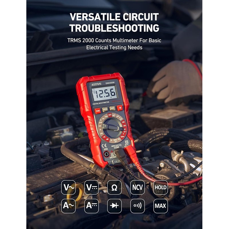 AstroAI Digital Multimeter Voltage Tester, TRMS 2000 Counts Volt Meter;