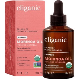 Cliganic Organic Moringa, 30 ml Facial Oil - USDA Certified Pure Single-Ingredient Skincare Product - Ideal for Dry Skin - Sustainably Sourced and Minimally Processed Facial Skin Care Products