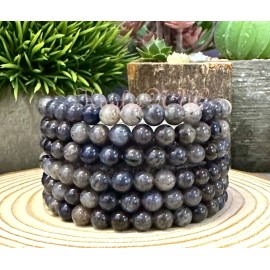 Crystal Wholesale 6 Pcs Natural Blue Rutilated Quartz 6mm 7.5” Crystal Stretch Bracelet