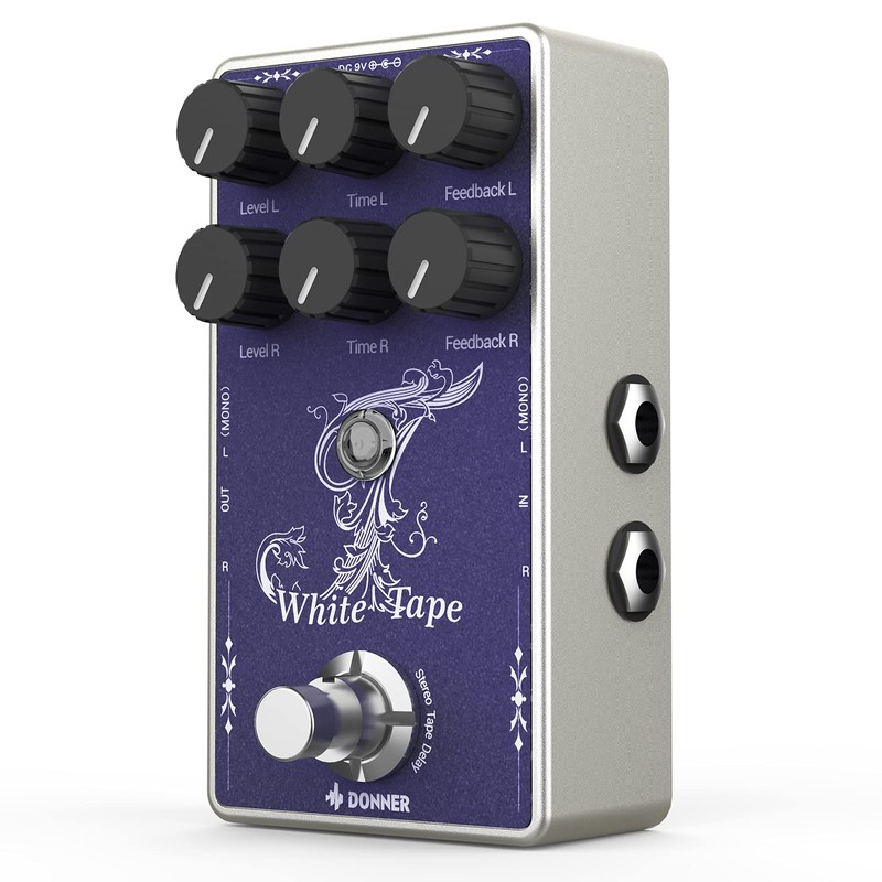 Donner White Tape Stereo Delay Pedal, Analog Delay with Echo