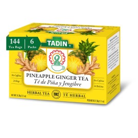 Tadin Herbal Pineapple Ginger Tea 24 Count Caffeine Free Refreshing Wellness Tea