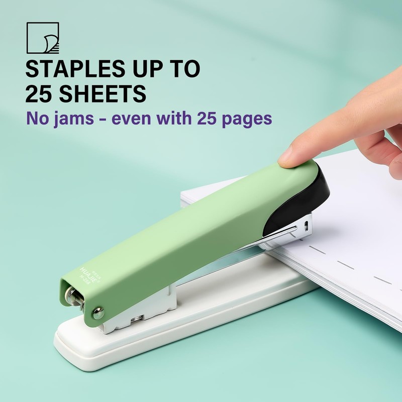 WORPSON Metal Stapler, 6.5-Inch Desktop Stapler, 25 Sheet Capacity, Includes