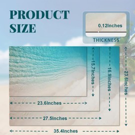LYGLIGH Ultra Thin Bath Mat, Teal Bath Mat, 1/10 in Thin Bathroom Rugs Fit Under Door, Non-Slip Rubber Backing, Absorbent, Quick-Dry, Washable Funny Beach Decor for Shower and Tub, 35‘’X24''