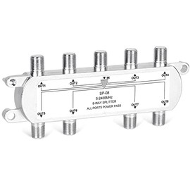 NEWCARE Digital 8-Way Coaxial Cable Splitter 5-2400MHz, RG6 Compatible, Work with Satellite/Cable TV and Internet, CATV Antenna System.(COAXIAL Cable NOT Included)
