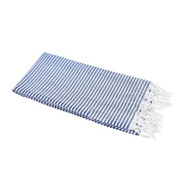 Carenesse Hamamtuch Streifen 90 x 180 cm blau 100% Baumwolle I Sehr leichtes Hamam Handtuch extrem kleines Packmaß I Extra dünnes Pestemal/Fouta saugfähig & schnelltrocknend I Sommerplaid