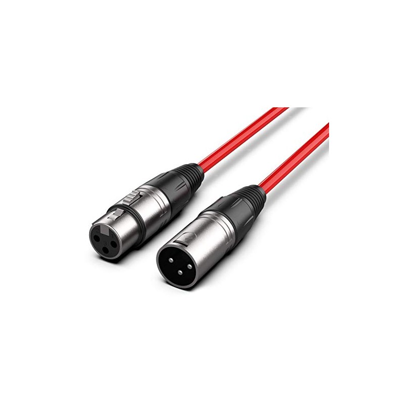 XLR Male to XLR Female Cable, 10 feet, Red, XLR10