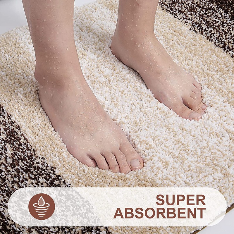 smiry Microfiber U-Shape Toilet Mat, Non-Slip Shaggy Soft Pedestal Mat