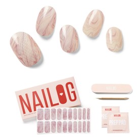 NAILOG Semi Cured Gel Nail Strips, Extra Long Nail Polish Strips (20 Pieces), Buy 3 Get 1 UV Lamp, Long Lasting Semi Cured Nail Stickers with Soft Glossy Gel Finish, Pink Fusion