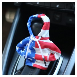 Car Gear Shift Cover with US Flag Design,Fashionable Gear Shift Hoodie for Shifter Knobs,Universal Car Interior Accessories Funny Car Shift Knob Cover for Car Truck SUV (Colorful/L+R)