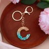 ORUZA Alphabet Initial Letter Keychain, Gold Light Blue Initial with