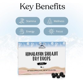 Pure Himalayan Shilajit Dry Drops – 90 Tablets (200mg Each) – Maximum Potency with 85+ Trace Minerals & Fulvic Acid – Supports Metabolism, Energy & Immune Health for Men