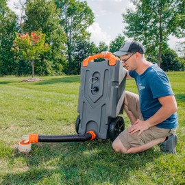 Camco RhinoFLEX Tote Tank 3-foot Sewer Hose Kit - Includes Clear 90-Degree Elbow, Drain Hose & 2 Storage Caps - Features Bayonet RV Sewer Hose Fittings - Connects Tote Tank to a Dump Station (39768)