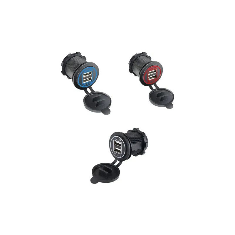 12v 2.1a Para Cargador Iluminado Usb Doble Salida Coche Moto