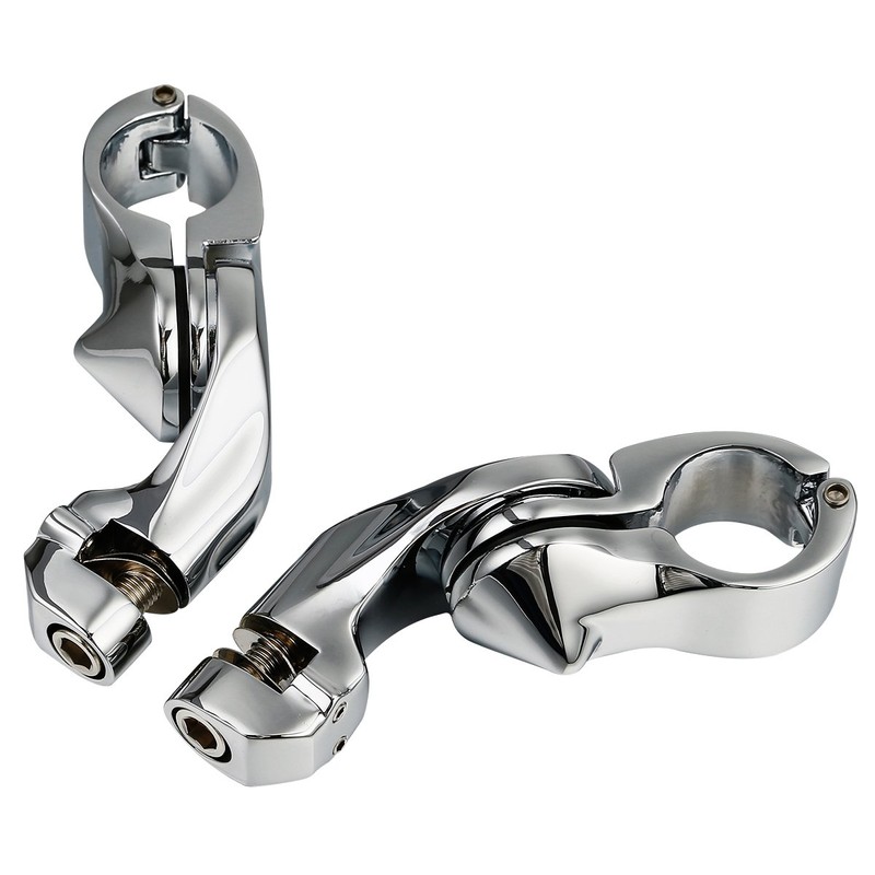 XFMT 1 1/4" 32mm Chrome Short Angled Adjustable Highway Foot
