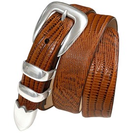 S5525 Italian Calfskin Genuine Leather Designer Dress Belt 1-1/8"(30mm) taper down to 1"(25mm) wide (Lizar Tan, 36)