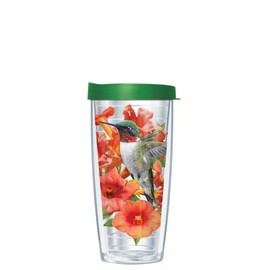 Signature Tumblers Clear Hummingbird Wrap w/Green Lid Tumbler Cup 16 Oz | Fantastic Temperature Retention, Thermal Insulated! Dishwasher and Microwave Safe | BPA Free| Great Gift Idea