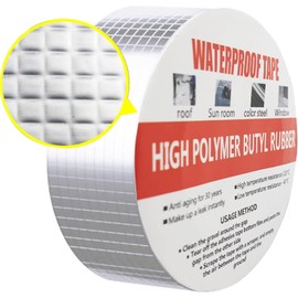 HEEYoo Waterproof Tape 50 mm x 10 m Butyl Tape Sealing Tapes Silver Aluminium Foil Repair Tape for Roof Leakage, Surface Crack, Window Sill Gap, Pipe Break
