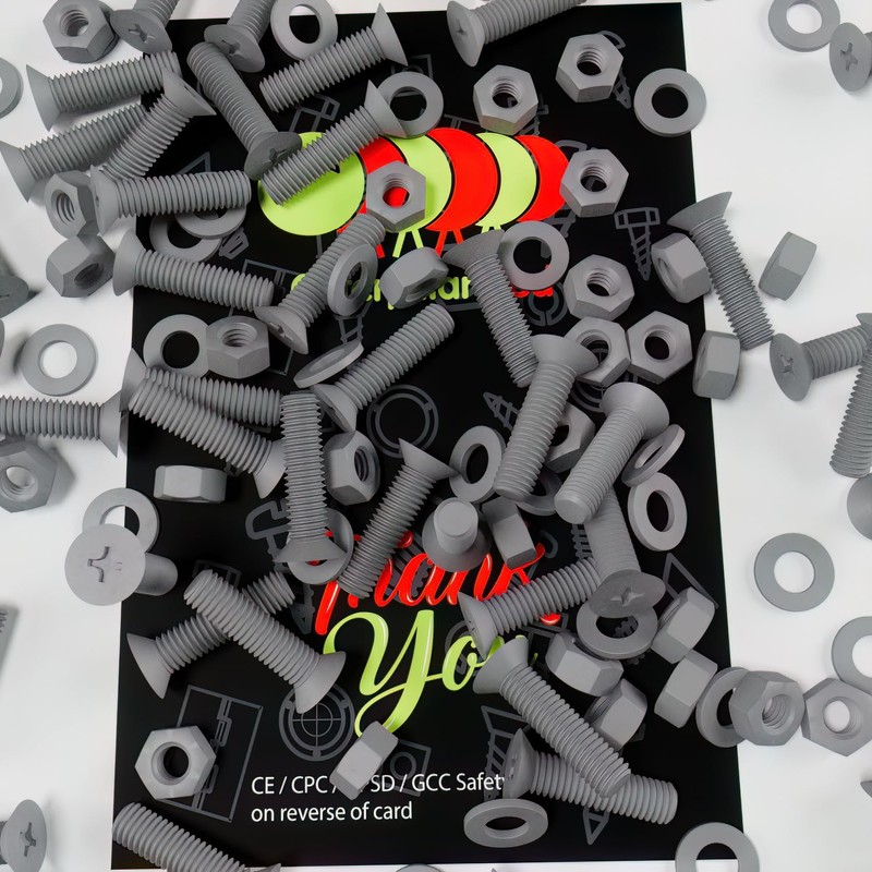 20 x Grey Countersunk Screws Polypropylene (PP) Plastic Nuts and