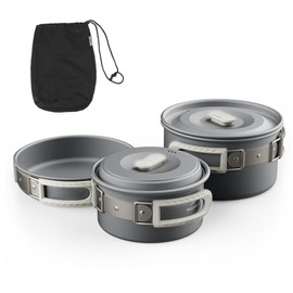 Naturehike Camping Pot Set Crockery Cookware Set Cooking Pot for 2-4 People for Camping Outdoor Hiking Picnic BBQ (2-4 People)