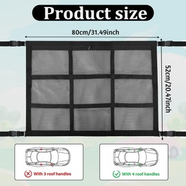 Gepäcknetz Auto für Aufbewahrung, Universal Autodach Gepäcknetz Decke, Doppelschicht Auto Gepäcknetz, Gepäcknetz Wohnmobil mit 2 Haken, für Vier Dach Armlehnen auf Autos, Jeeps, Van, SUV