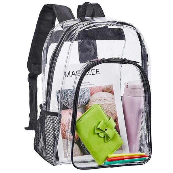 Edraco Clear Backpack, Heavy Duty See Through Backpack, Transparent Large Bookbag for College, Work, Security Travel & Sports