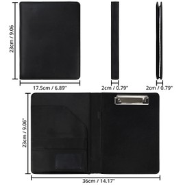 Kurtzy A5 Black Faux Leather Organiser Notebook A5 Refillable - Personal Organiser A5 Business Organiser Book with Card Holder, Pen Holder, Clipboard & Notepad - Conference Folder A5