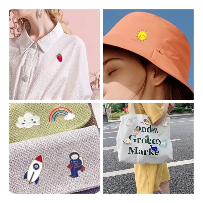 Savefree Paquete 20 Pines Pack Broches Metalicos Pines Kawaii Al