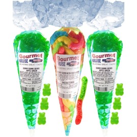 Green Gummy Bears (2) Apple (1) Sour Worms (NET WT 32 OZ) Gourmet Kruise Signature Gift Bags Gummi