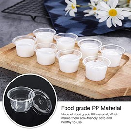 Tazas de chutney de plástico desechables con tapa Contenedor de comida Caja de almacenamiento Fugas a prueba de fugas - Transparente, 50 piezas (Tamaño: 1 oz),Almacenamiento de Alimentos