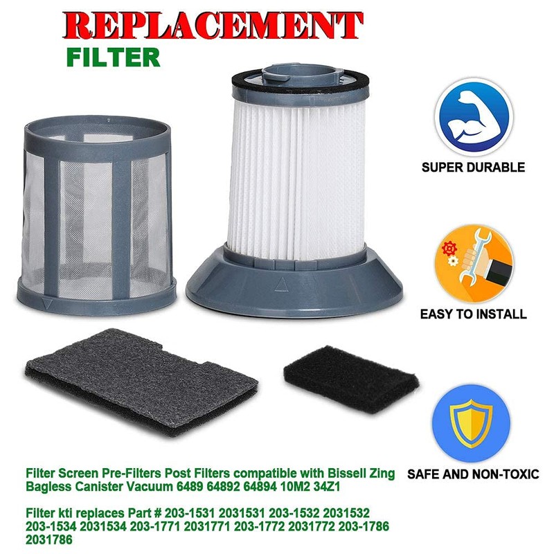 HIFROM Replacement Filter Replacement for Bissell Bagless Canister Vacuum 6489