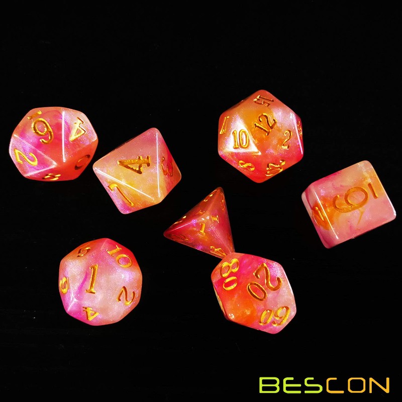 Bescon Magical Stone Dice Set Series, 7pcs Polyhedral RPG Dice