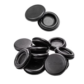 UKCable-Ties 10Pack Black PVC Rubber Closed Blind Blanking Hole Wire Cable Grommets (9mm)