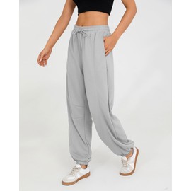 Quenteen Womens Sweatpants Casual High Waist Lightweight Joggers Pants Baggy Lounge Sweat Pants Drawstring Workout Bottoms New Gray Large