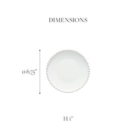 Costa Nova Ceramic Stoneware 7'' Bread Plate - Pearl Collection, White | Microwave & Dishwasher Safe Dinnerware | Food Safe Glazing | Restaurant Quality Tableware