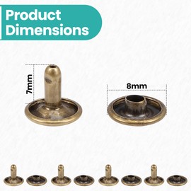 Trimming Shop Tubular Rivets, Double Cap Rivets for Clothing Repair & Replacements, Sewing, Leathercrafts, Handbag, DIY Projects, 8mm x 7mm, Bronze, 100pcs