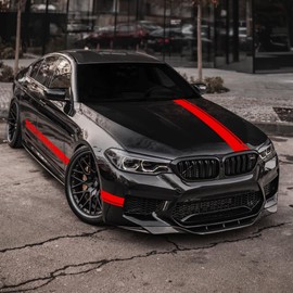 HUWANDE Racing Side Stripe Stickers for Car,Vinyl Car Hood Decal,Car Side Graphics (Red)