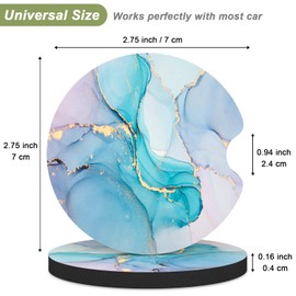 Nipichsha Car Cup Holder Coasters, Car Coasters for Cup Holders, 2 Pack Anti Slip Insert Coasters, Rubber Car Cup Mat with A Finger Notch, Cute Car Interior Accessories for Women, Colorful Ink Marble