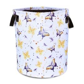 Butterfly Laundry Basket Colorful Animals Foldable Oxford Cloth Tote Bag Laundry Hamper Clothes Storage Bucket Organizer For Bathroom/Laundry Storage/Bedroom Storage Basket 17.7x13.7Inch