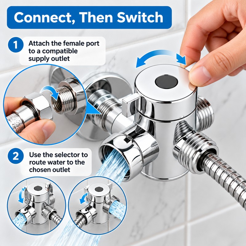 3-Way Water Diverter Valve for Bathroom Shower & Faucet –