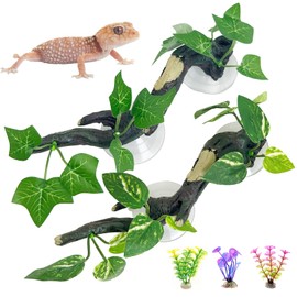 Apatal Reptile Corner Branch Crested Gecko Climbing Branches 5 Pcs Suction Cup Terrarium Plant Decoration Resin Lizard Tank Ornament for Amphibian Snake Gargoyle Geckos Bearded Dragon Crab Spider Frog