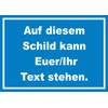 Sign with Desired Text Horizontal Text White Background Blue A4