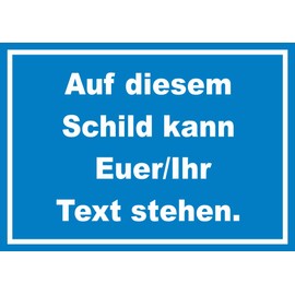 Sign with Desired Text Horizontal Text White Background Blue A4 (210 x 297 mm)