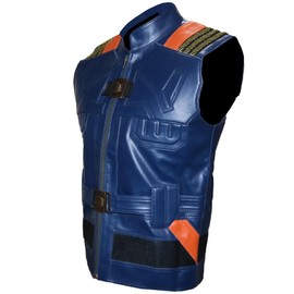 Litswear Superhero Eric Monger Costume Motorcycle Blue Cosplay Faux Leather Michael B Vest
